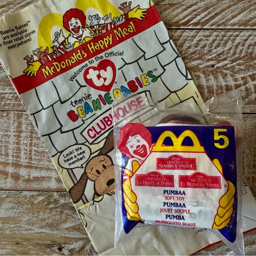 Sealed McDonald’s Teenie Beanie PUMBAA #5 🦁 1998 Lion King Collectible